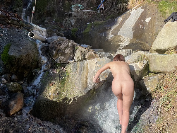 Natural hot spring in the forest